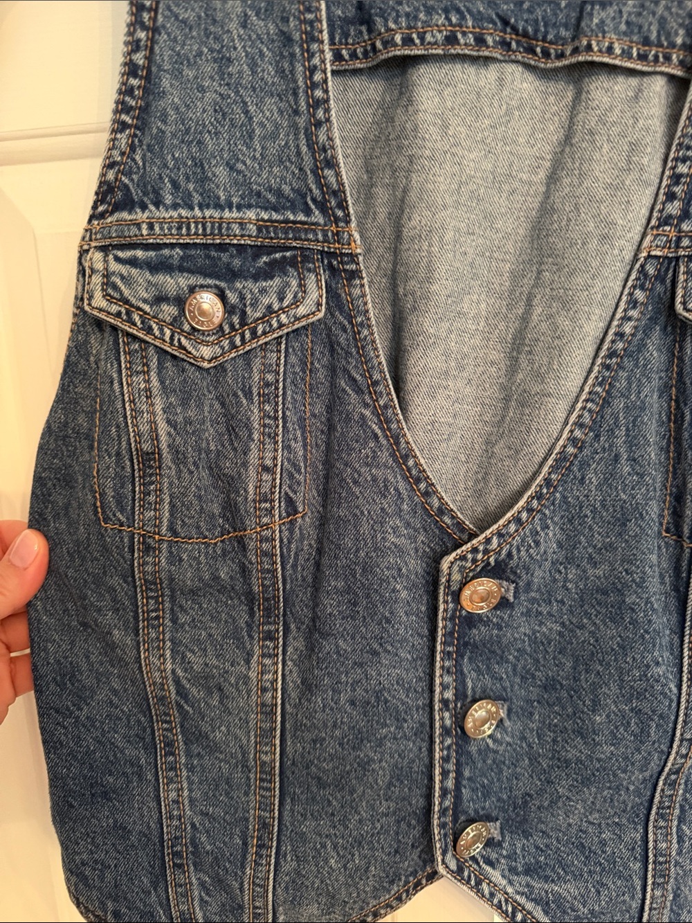 American Eagle Outfitters Blue Denim Vest - Washed Indigo - Picture 3 of 4